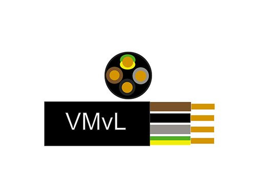 Kabel H05VV-F VMVL rond 4x1qmm zwart 100 Meter