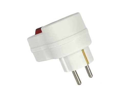 Foto van Randaarde stekkeradapter met schakelaar wit Randaarde stekkeradapter met schakelaar wit