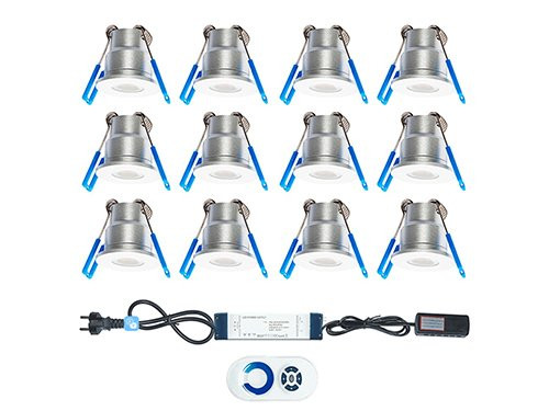 Foto van LED Veranda inbouwspots set a12 3W 2700K IP65 zilver LED Veranda inbouwspots set a12 3W 2700K IP65 zilver