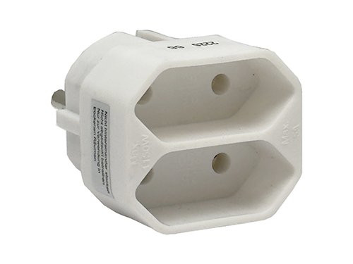 Randaarde stekkeradapter 2 x euro wit