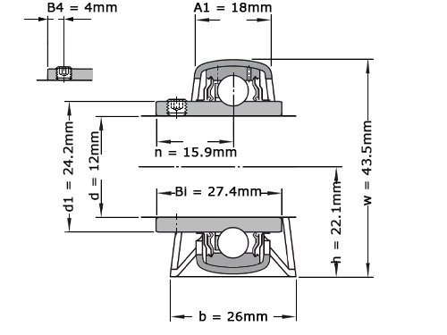 SKF Lagerblok Plaatstaal Staand P12 TF (12mm)