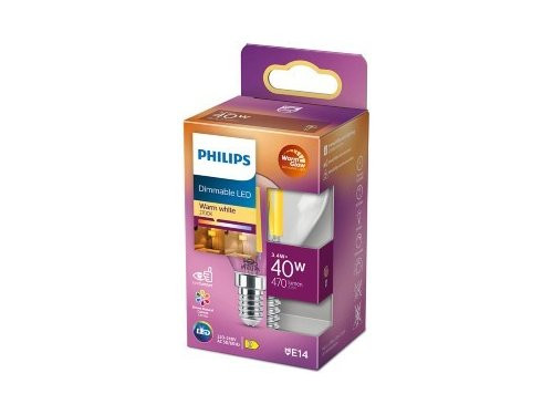 Philips LED kogel E14 3,4-40W filament helder WarmGlow blister