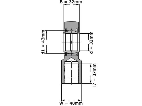 Foto van SKF Stangkop SIQG32 ES (32x72.5x32mm) SKF Stangkop SIQG32 ES (32x72.5x32mm)