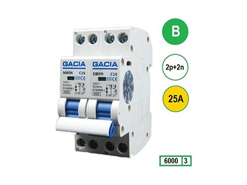 Foto van Fornuis automaat 2 x 25A B kar 2p GACIA Fornuis automaat 2 x 25A B kar 2p GACIA