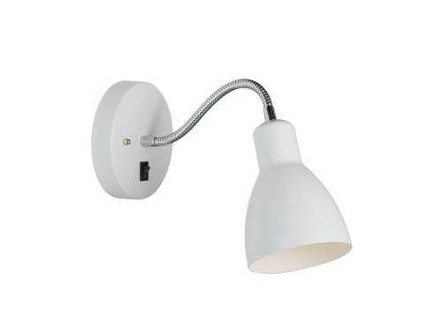Foto van Wandlamp E14 Cyclone wit met schakelaar Wandlamp E14 Cyclone wit met schakelaar