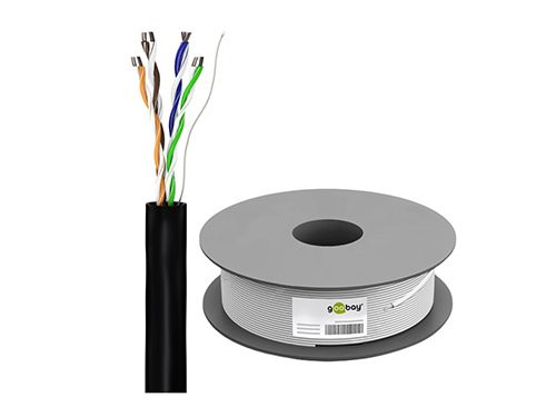 UTP CAT5E 4x2 AWG24 100m zwart massief OUTDOOR