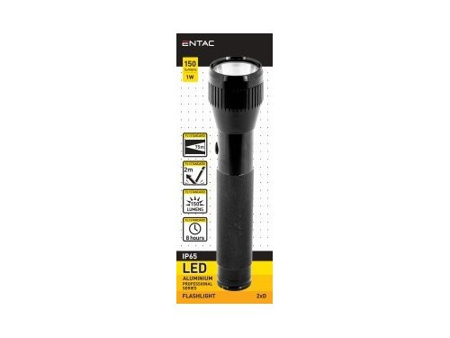 Foto van LED zaklamp 1W aluminium zwart 2xD LED zaklamp 1W aluminium zwart 2xD
