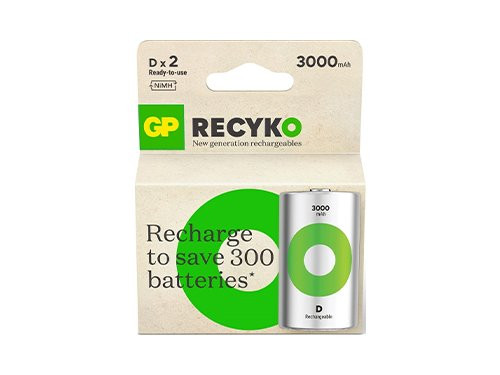 Foto van GP NiMH oplaadbare batterij D 3000mA blister(2) GP NiMH oplaadbare batterij D 3000mA blister(2)