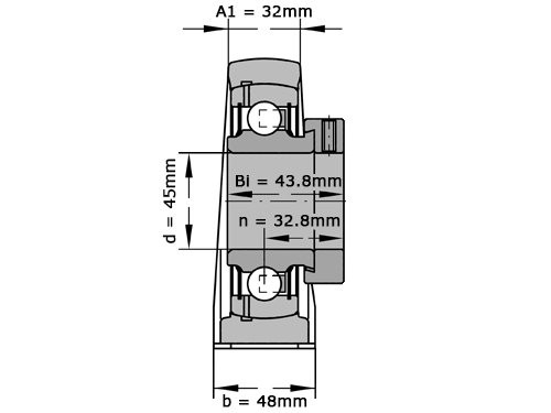 INA Lagerblok Staand PASE45 (45mm)