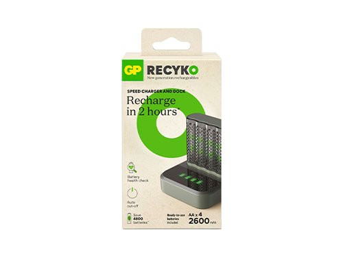 Foto van GP Batterijlader USB 2H met 4x2600mA AA batterij + Dock GP Batterijlader USB 2H met 4x2600mA AA batterij + Dock
