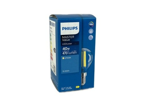 Philips LED kogel E14 3,4-40W 2700K filament helder dimbaar