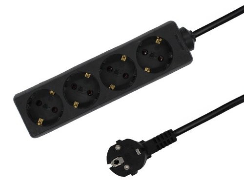 TCD RA 4-voudig 1,5m snoer zwart