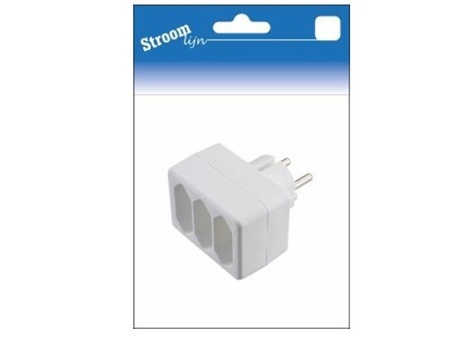 Foto van Randaarde stekkeradapter 3 x euro wit Randaarde stekkeradapter 3 x euro wit