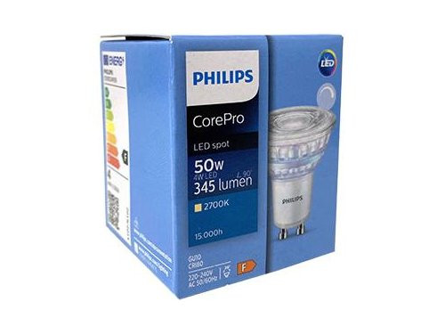 Foto van Philips LED spot GU10 4-50W 2700K dimbaar Philips LED spot GU10 4-50W 2700K dimbaar
