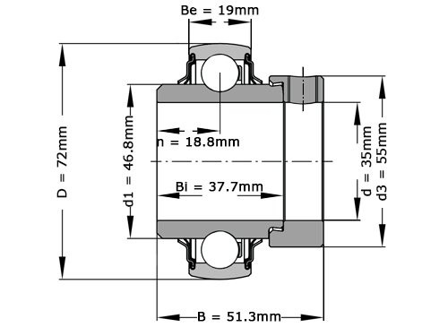 Foto van INA Insert Lager E35 KRR B (35x72x51.3mm) INA Insert Lager E35 KRR B (35x72x51.3mm)