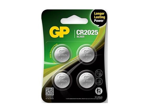 Foto van GP CR2025 lithium knoopcel batterij 3V blister(4) GP CR2025 lithium knoopcel batterij 3V blister(4)