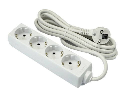 TCD RA 4-voudig 3m snoer wit