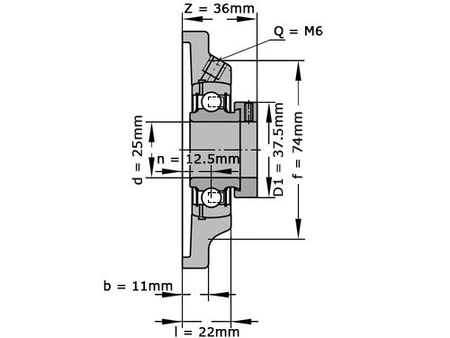 INA Lagerblok Staand PCF25 (25mm)