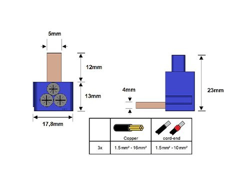 Foto van Voedingsklem FT3 3x16mm blauw SEP Voedingsklem FT3 3x16mm blauw SEP