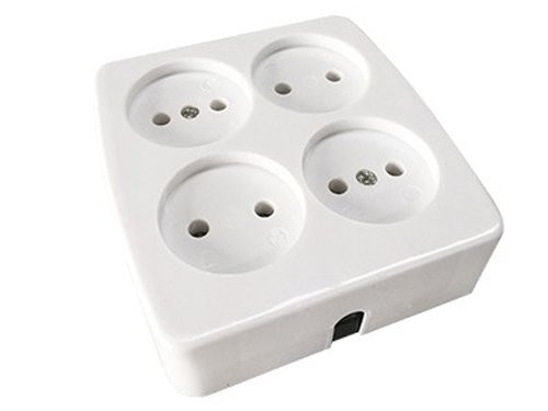 Tafelcontactdoos 4V vierkant wit