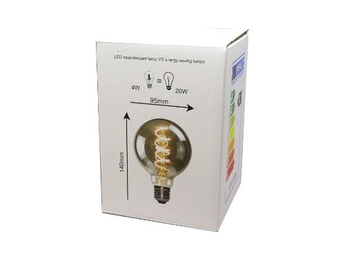 LED Globe G95 E27 4-20W 2200K filament spiraal grey dimbaar