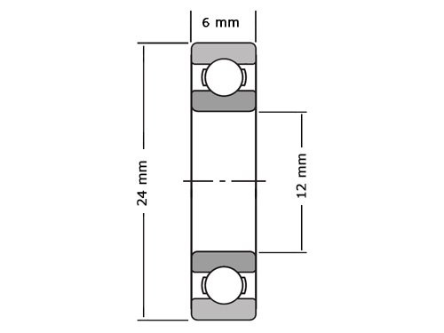 IBB Kogellager Eenrijig FB61901 2RS (12x24x6mm)