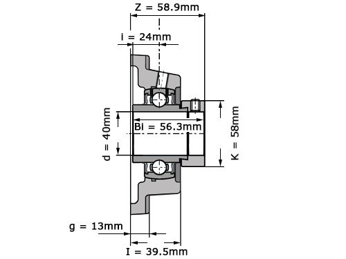 Foto van SNR Lagerblok Vierkant EXFE208 (40mm) SNR Lagerblok Vierkant EXFE208 (40mm)