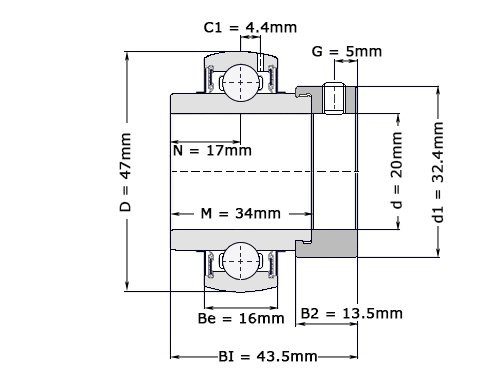 NTN Insert Lager M UEL204 D1 (20mm)