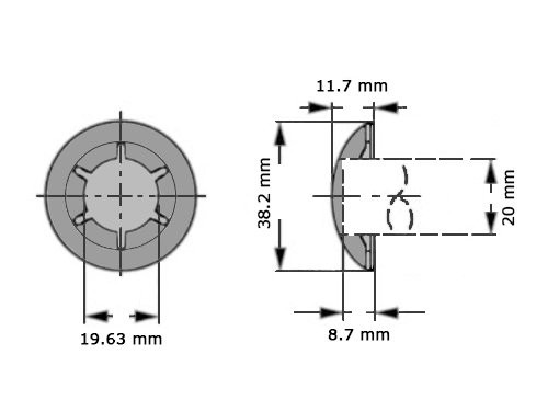 Foto van Starlock Borgring 20mm met kap type A Starlock Borgring 20mm met kap type A