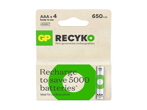 GP NiMH oplaadbare batterij AAA 650mA PHONE blister(4)