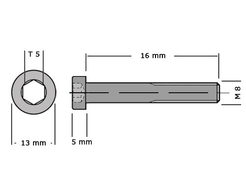 Lage cilinderbout met binnenzeskant DIN 7984 M8x16 8.8 Verzinkt