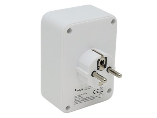 Stekkeradapter multi +USB +USB-C wit/grijs