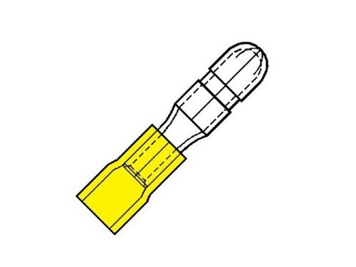 Kabelschoen rondsteker male geel 5mm