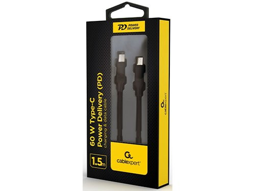 USB-C - USB-C laadkabel 1,5m zwart - max 60W