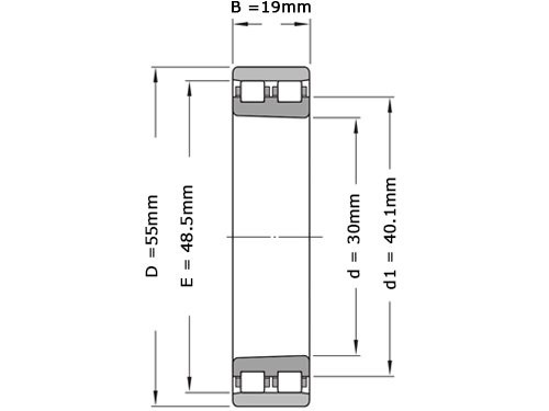 Foto van SKF Cilinderlager Tweerijig NN3006 KTN SP (30x55x19mm) SKF Cilinderlager Tweerijig NN3006 KTN SP (30x55x19mm)