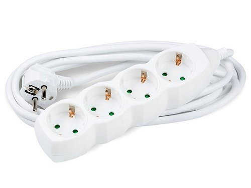 TCD RA 4-voudig 5m snoer wit