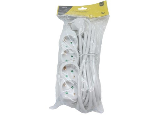 TCD RA 4-voudig 5m snoer wit