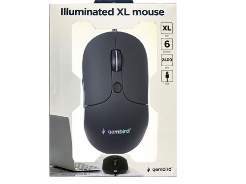 Optische muis bedraad USB zwart met verlichting