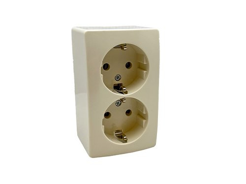 Foto van PEHA CREME opbouw stopcontact wcd RA dubbel PEHA CREME opbouw stopcontact wcd RA dubbel