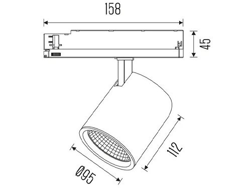 Foto van LED railspot 3-fase 23W 3000K wit 25gr EDDA M HE LED railspot 3-fase 23W 3000K wit 25gr EDDA M HE