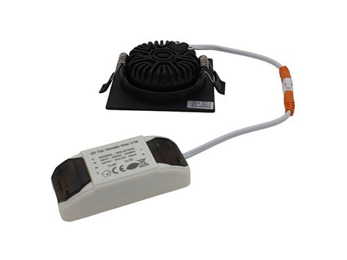 LED inbouwspot 6W 2700K 85mm 60gr vierkant verstelbaar zwart