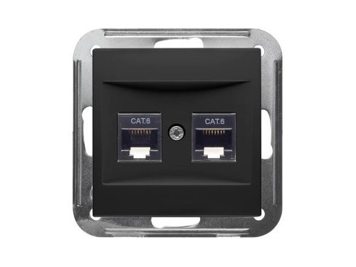 Foto van PEHA Badora MAT ZWART inbouw unit UTP CAT6 RJ45 dubbel PEHA Badora MAT ZWART inbouw unit UTP CAT6 RJ45 dubbel