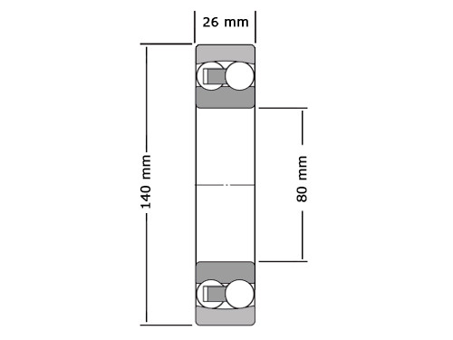 NKE Kogellager Zelfinstellend 1216 Conisch K TV C3 (80x140x26mm)