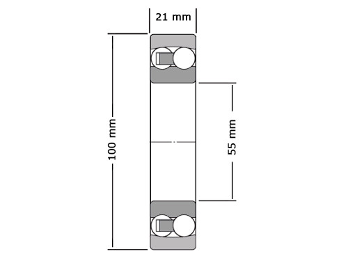 NSK Kogellager Zelfinstellend 1211 Cilindrisch (55x100x21mm)