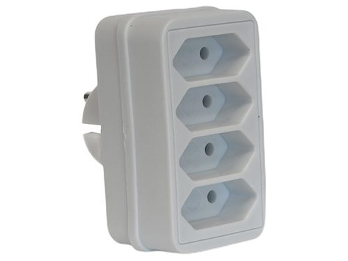Randaarde stekkeradapter 4 x euro wit