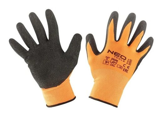 Werkhandschoen polyester met gekreukte latex coating M10