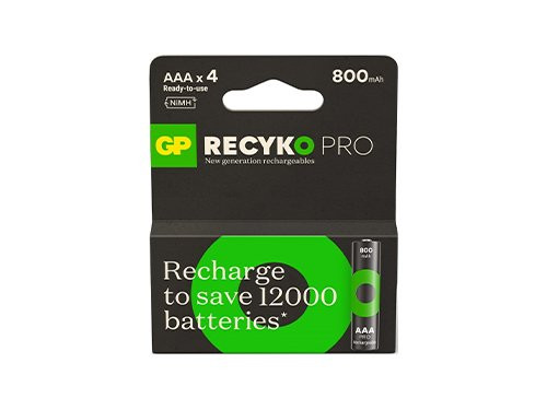Foto van GP NiMH oplaadbare batterij AAA 800mA blister(4) GP NiMH oplaadbare batterij AAA 800mA blister(4)