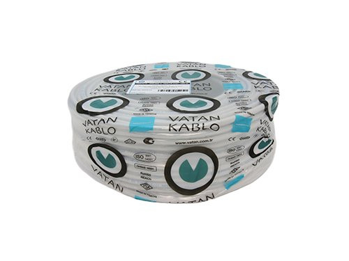 Kabel H05VV-F VMVL rond 2x1qmm wit 100 Meter