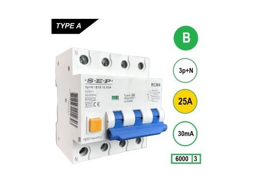 Aardlekautomaat 25A B kar 30mA 4p SEP