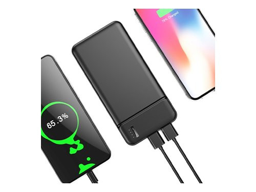 Foto van Powerbank 20.000mA zwart USB + USB-C 20W QC Powerbank 20.000mA zwart USB + USB-C 20W QC